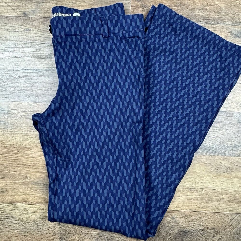 Betabrand Blue Chevron Yoga Dress Pants Inseam 30" Size‎ M Long
